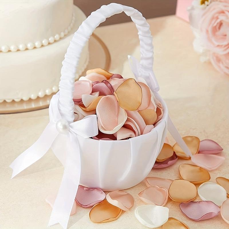 Wedding Flower Basket Bowknot Flower Basket Bridal Flower Basket