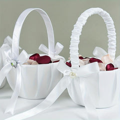 Wedding Flower Basket Bowknot Flower Basket Bridal Flower Basket