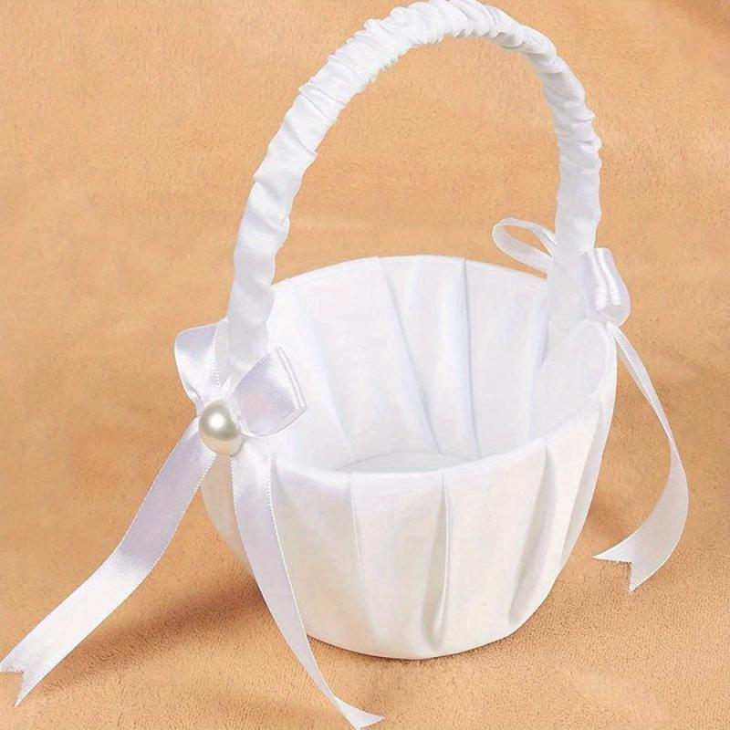 Wedding Flower Basket Bowknot Flower Basket Bridal Flower Basket