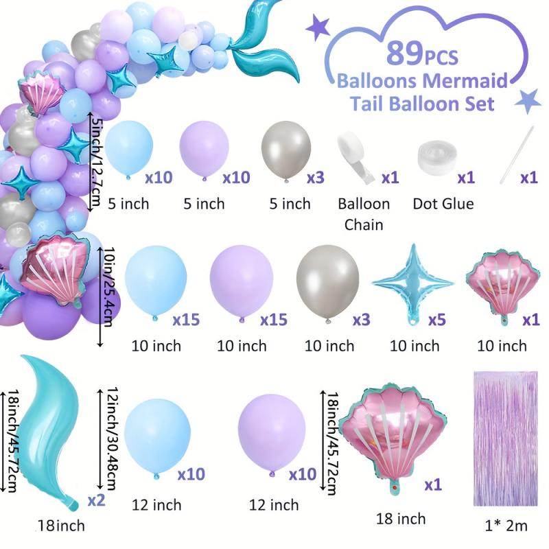 Mermaid Balloon Chain Purple Balloon Set Marine Theme Party Birthday Decoration