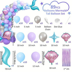 Mermaid Balloon Chain Purple Balloon Set Marine Theme Party Birthday Decoration