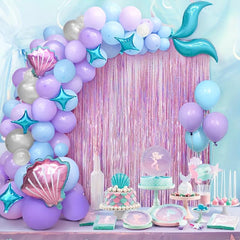 Mermaid Balloon Chain Purple Balloon Set Marine Theme Party Birthday Decoration