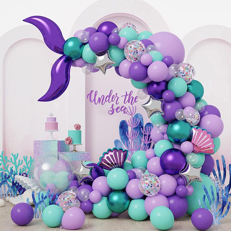 Mermaid Balloon Chain Purple Balloon Set Marine Theme Party Birthday Decoration