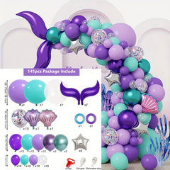 Mermaid Balloon Chain Purple Balloon Set Marine Theme Party Birthday Decoration