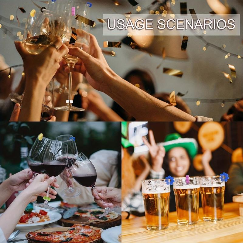 36pcs Silicone Drink Markers Wine Glass Charms for Bar Party Cocktails Martinis
