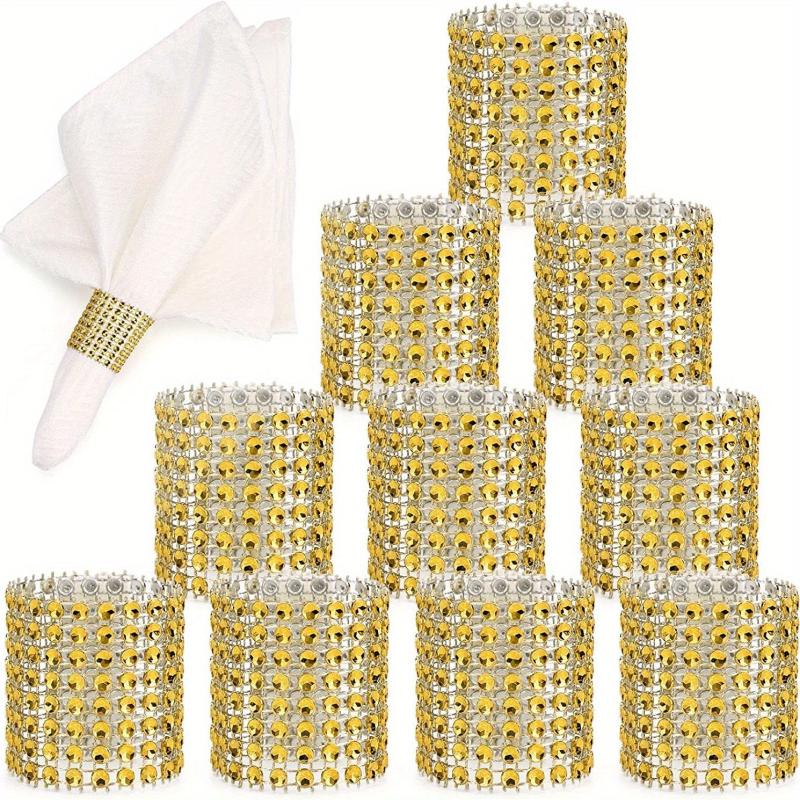 20pcs Golden Plastic Napkin Rings for Dining Table Decoration