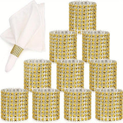 20pcs Golden Plastic Napkin Rings for Dining Table Decoration