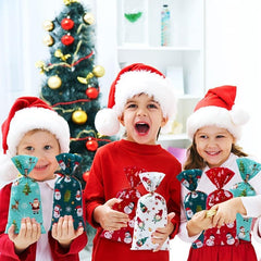 Christmas Candy Bag Santa Claus Snowmen Pattern Party Gift Packaging Bag