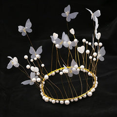 1pc Pink Crown Butterfly Cake Decoration