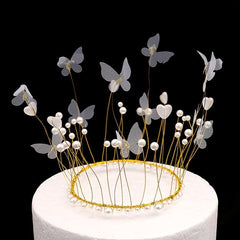 1pc Pink Crown Butterfly Cake Decoration