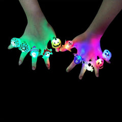 10pcs Halloween Glow Ring Set Colorful Ring Brooch Party Decoration