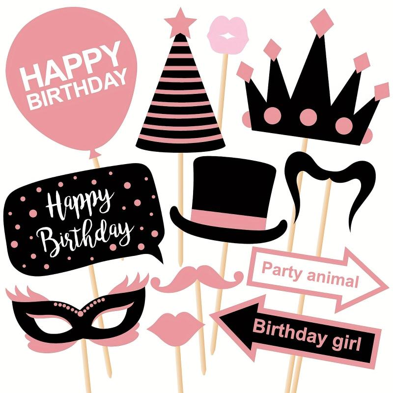 26pcs Golden Birthday Girl Photo Booth Props for Woman Party