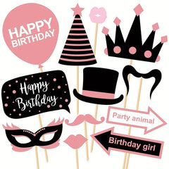 26pcs Golden Birthday Girl Photo Booth Props for Woman Party