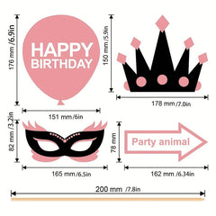 26pcs Golden Birthday Girl Photo Booth Props for Woman Party