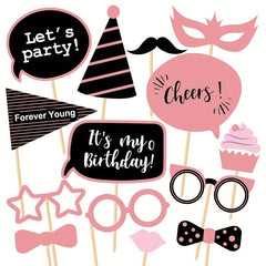 26pcs Golden Birthday Girl Photo Booth Props for Woman Party