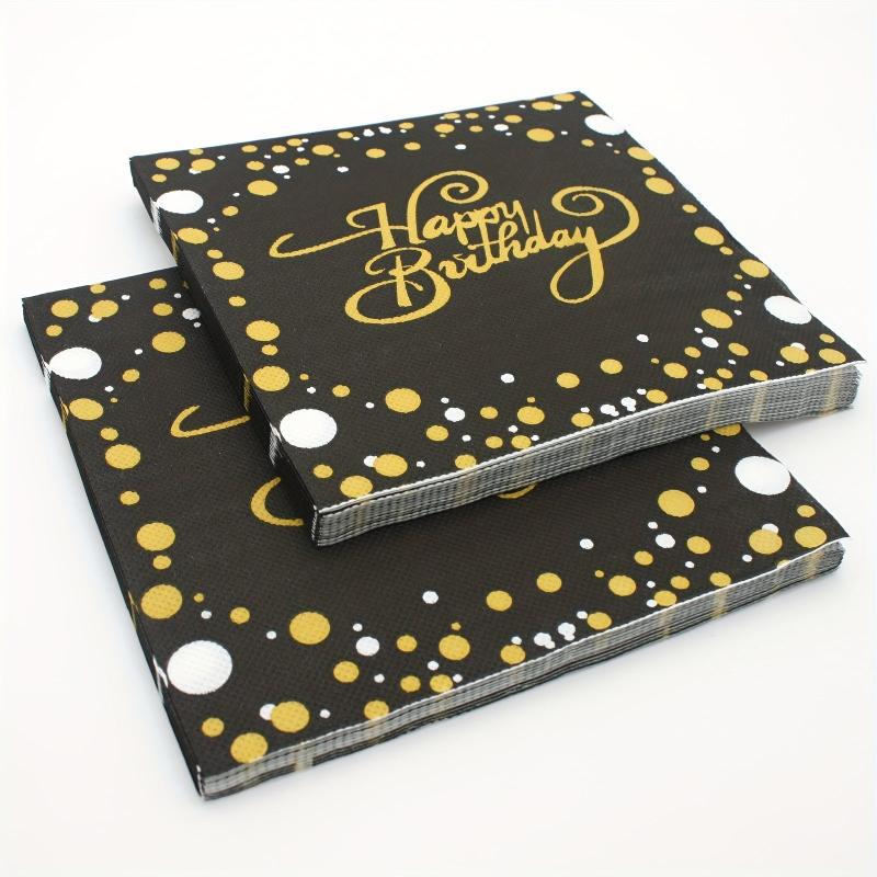 20pcs Golden Happy Birthday Pattern Napkins for Party Supplies