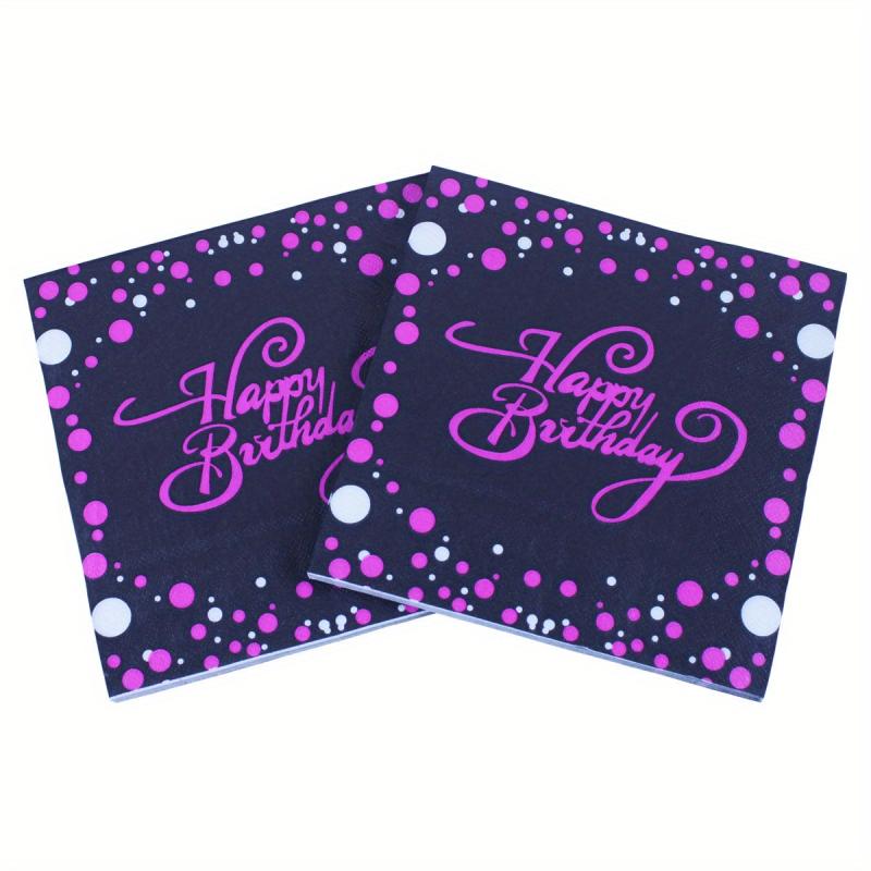 20pcs Golden Happy Birthday Pattern Napkins for Party Supplies