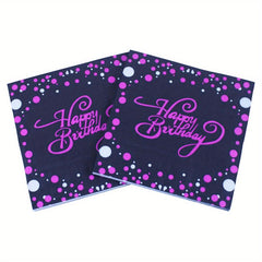 20pcs Golden Happy Birthday Pattern Napkins for Party Supplies