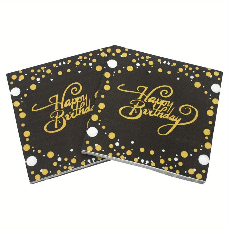 20pcs Golden Happy Birthday Pattern Napkins for Party Supplies