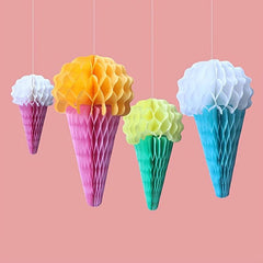 4pcs Mixed Ice Cream Honeycomb Decoration Charm Birthday Party Supplies