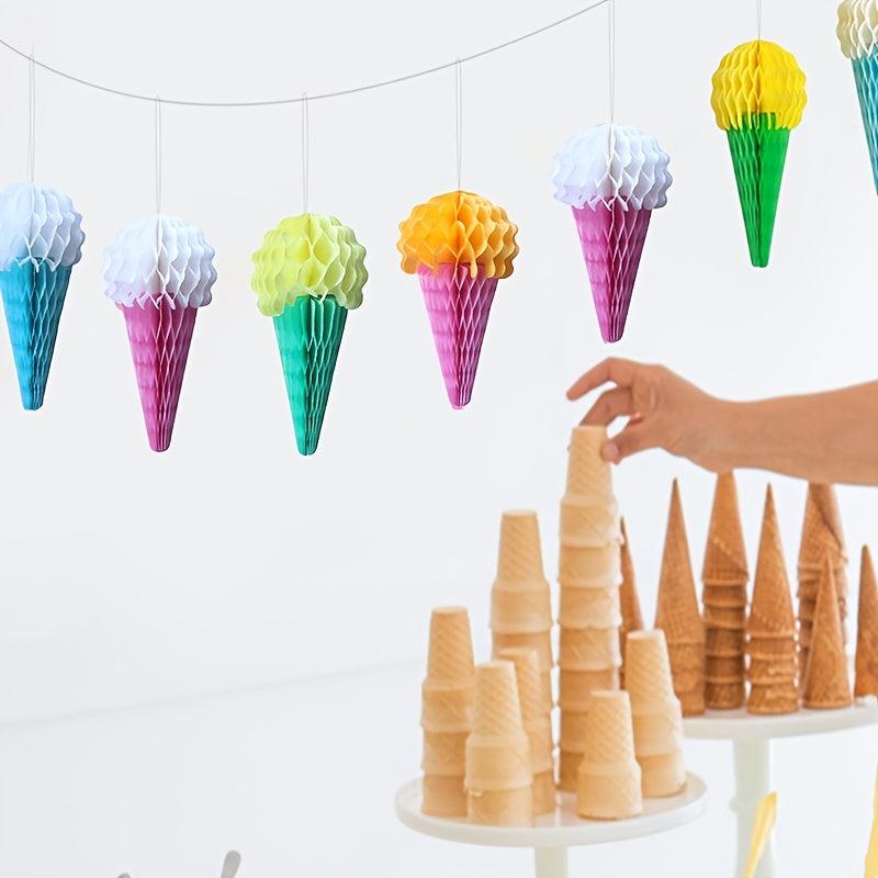 4pcs Mixed Ice Cream Honeycomb Decoration Charm Birthday Party Supplies