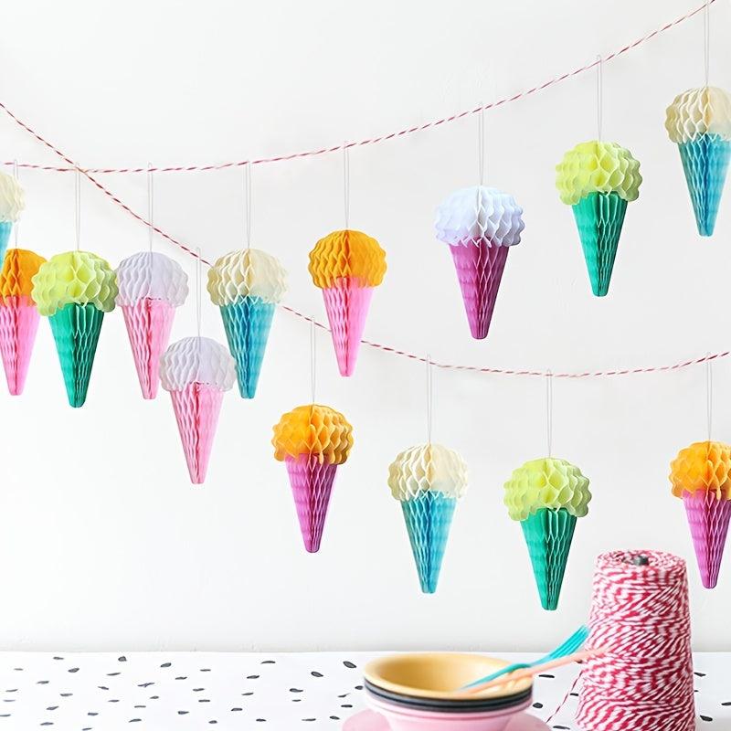 4pcs Mixed Ice Cream Honeycomb Decoration Charm Birthday Party Supplies
