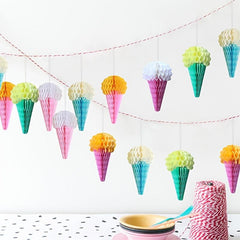 4pcs Mixed Ice Cream Honeycomb Decoration Charm Birthday Party Supplies