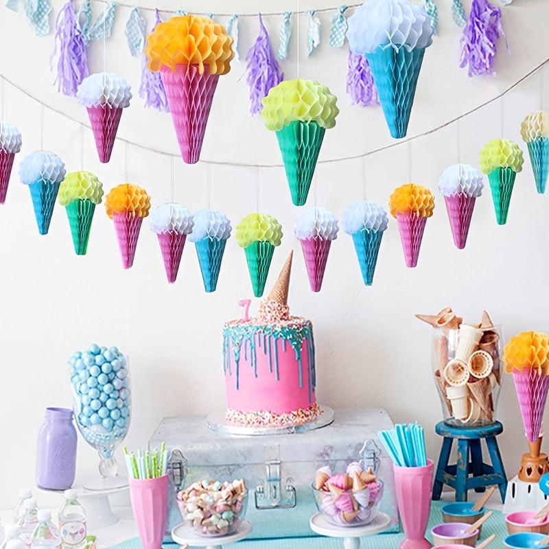 4pcs Mixed Ice Cream Honeycomb Decoration Charm Birthday Party Supplies