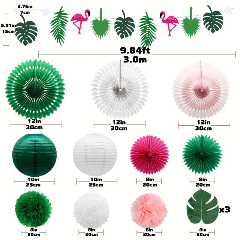 14pcs Flamingo Palm Leaves Party Decorations Set