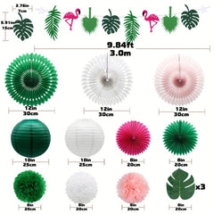14pcs Flamingo Palm Leaves Party Decorations Set