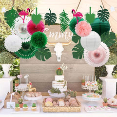14pcs Flamingo Palm Leaves Party Decorations Set