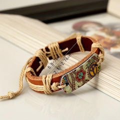 Men's Hemp Rope Bracelet with Cowhide High Vintage Style