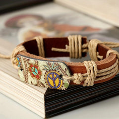 Men's Hemp Rope Bracelet with Cowhide High Vintage Style