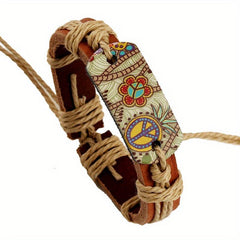 Men's Hemp Rope Bracelet with Cowhide High Vintage Style