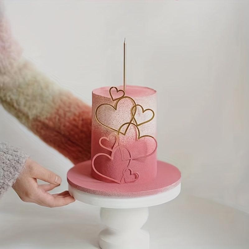 Acrylic Love Heart Cake Topper - Wedding & Birthday Party Decor
