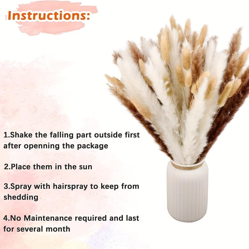 50pcs Dried Pampas Grass Decor Boho Rustic Wedding Farmhouse Holiday Gift