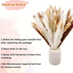 50pcs Dried Pampas Grass Decor Boho Rustic Wedding Farmhouse Holiday Gift