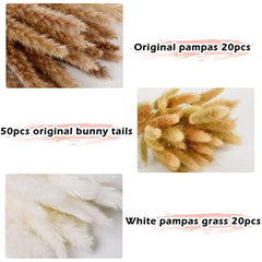 50pcs Dried Pampas Grass Decor Boho Rustic Wedding Farmhouse Holiday Gift