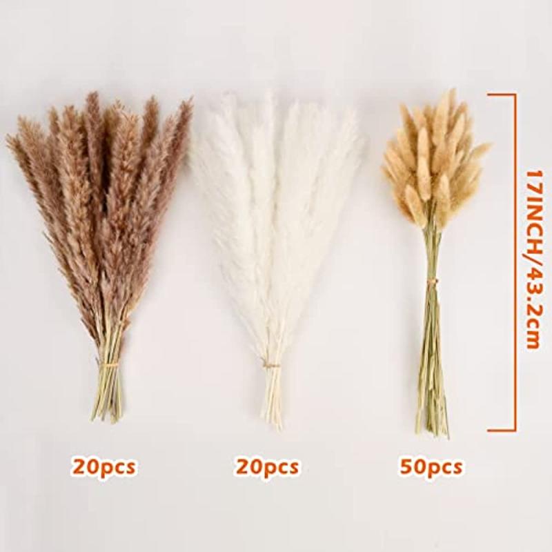 50pcs Dried Pampas Grass Decor Boho Rustic Wedding Farmhouse Holiday Gift