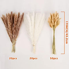50pcs Dried Pampas Grass Decor Boho Rustic Wedding Farmhouse Holiday Gift