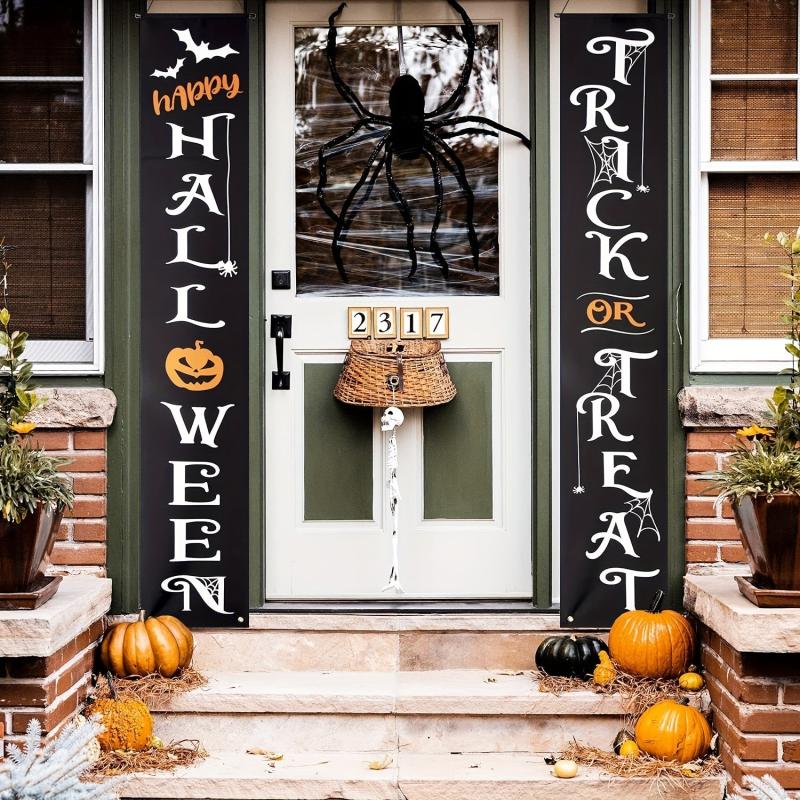 2pcs Halloween Decorative Banner for Front Door Porch Yard Home Wall