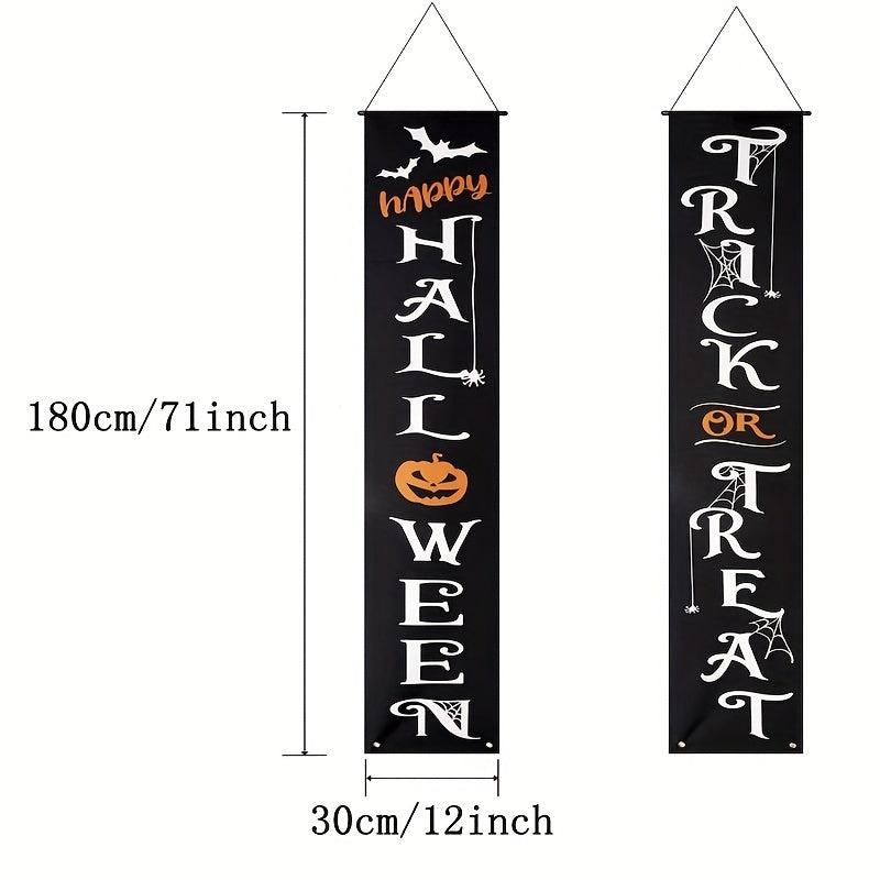 2pcs Halloween Decorative Banner for Front Door Porch Yard Home Wall