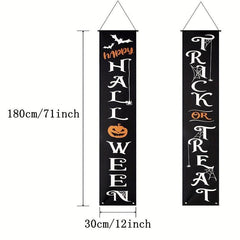 2pcs Halloween Decorative Banner for Front Door Porch Yard Home Wall
