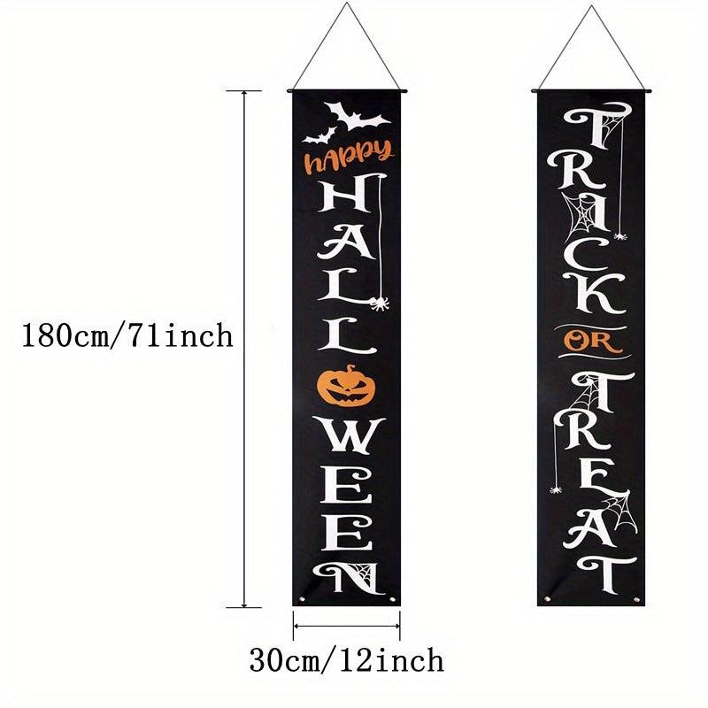 2pcs Halloween Decorative Banner for Front Door Porch Yard Home Wall