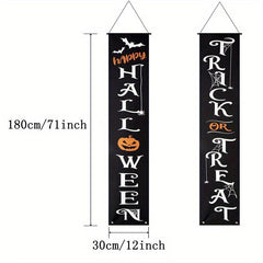 2pcs Halloween Decorative Banner for Front Door Porch Yard Home Wall