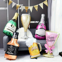 Champagne Glass Foil Balloons Party Decoration Beer Mug Wine Bottle Aluminum Bal
