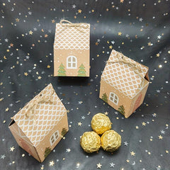 Mini Small Christmas House Candy Box Gift Packaging Box