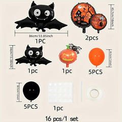 16pcs Halloween Bat Pumpkin Balloons Funny Party Decorations