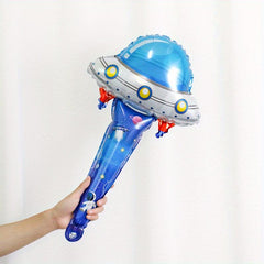Space Theme Balloon Decorations for Parties Aluminum Film Handheld Stick