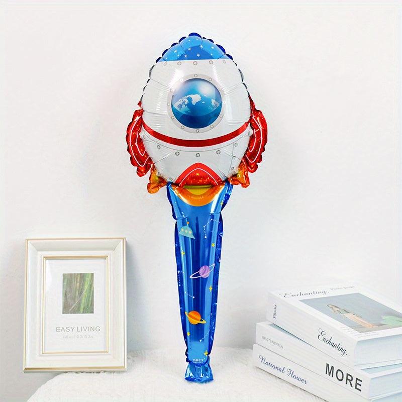 Space Theme Balloon Decorations for Parties Aluminum Film Handheld Stick